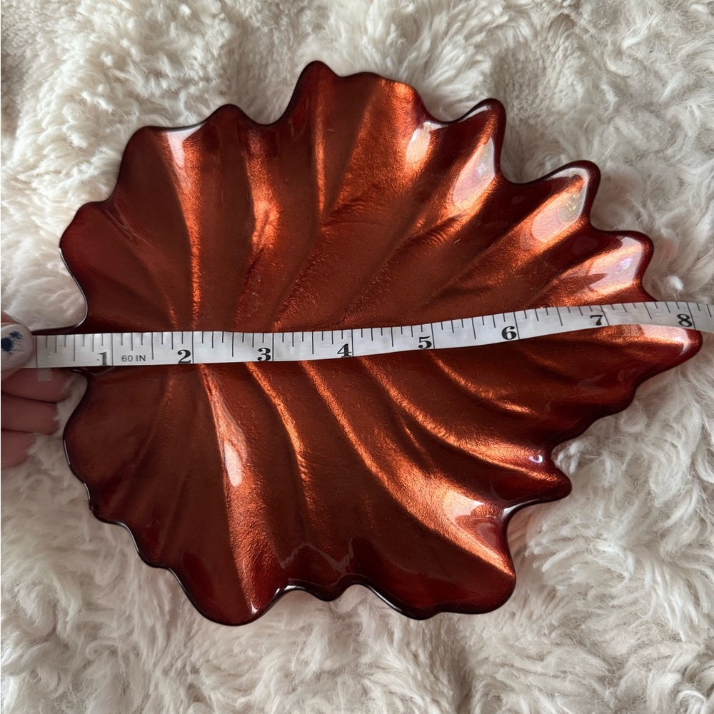 Burnt Red Leaf-Shaped Decorative Dish - Picture 4 of 4